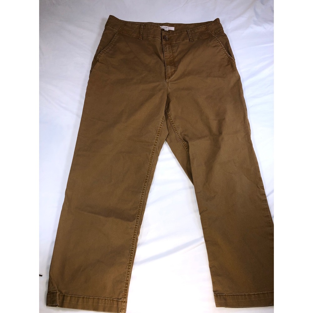 LOFT The Perfect Straight Pants Brown Tobacco Chino Kids Size 12 Cotton Blend
